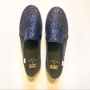 Navy glitter double decker Kate spade keds